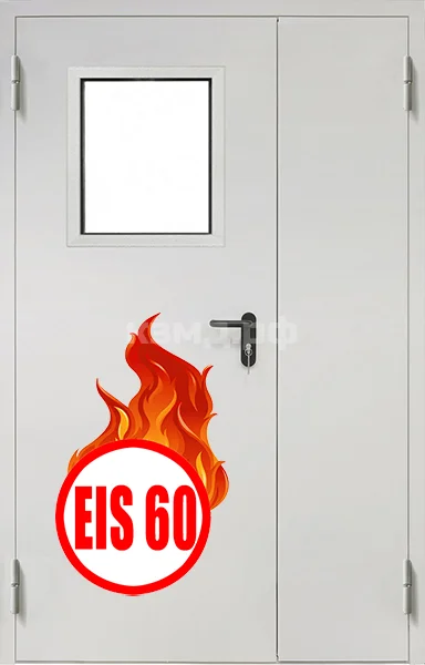 Противопожарная дверь ДПМО-02/60-EIS60 c остеклением 300х400
